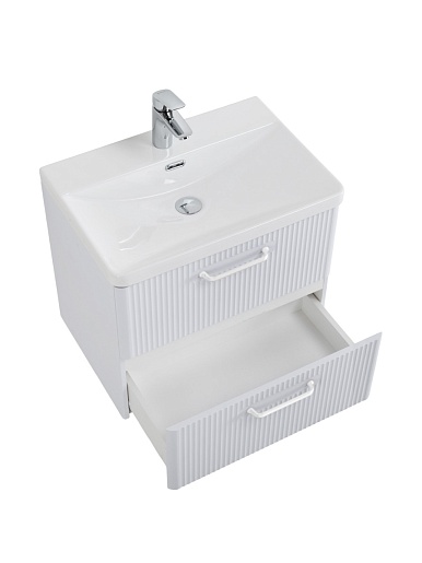 BelBagno Тумба с раковиной Due 60 подвесная Bianco Lucido ручки Белые – картинка-3