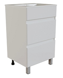 Mixline Тумба с раковиной Брикс 50 белая 2 ящика – фотография-1