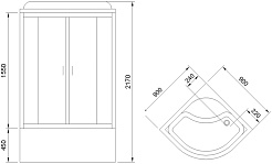 Royal Bath Душевая кабина ВК RB 90BK1-M-BL 90x90 стекло матовое профиль черный матовый – фотография-3