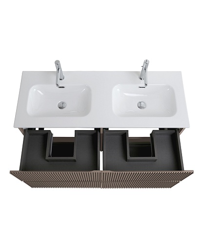 BelBagno Тумба под раковину Uno 120 с 2 чашами подвесная Бежевый матовый – картинка-7