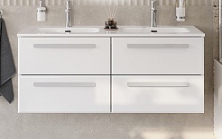 Cezares Тумба с раковиной Eco Cer-N 120 с 4 ящиками bianco lucido CZR-8095-120-2 ручки сатин – фотография-1