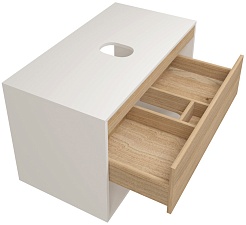 Teymi Тумба под раковину Ritta 85 подвесная белый/дуб – фотография-2