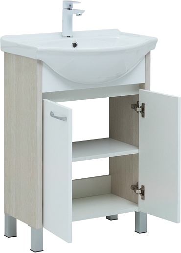 Aquanet Тумба с раковиной Донна 60 белый дуб/белая – картинка-5