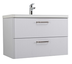 BelBagno Тумба с раковиной Due 80 подвесная Белый металлик ручки Матовый атласный никель – фотография-1