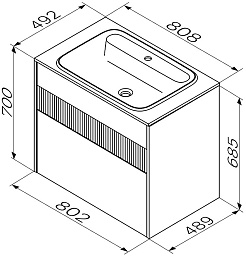 Am.Pm Тумба под раковину Func 80 подвесная белая матовая – фотография-10
