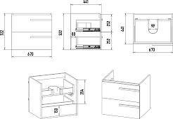 Misty Тумба с раковиной Ненси 70 подвесная белая матовая – фотография-7