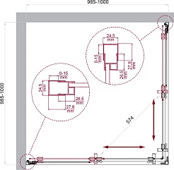 BelBagno Душевой уголок Luce 100/100 LUCE-A-2-100-C-ORO профиль золото стекло прозрачное – фотография-6