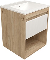 Teymi Тумба с раковиной Vitra 50 Волна подвесная дуб/белый
