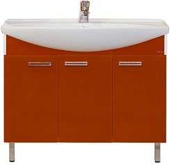 Misty Тумба с раковиной Джулия 105 прямая красная – фотография-1