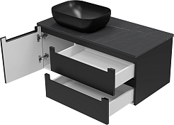 Brevita Тумба под раковину Cargo 100 подвесная черная матовая – фотография-7