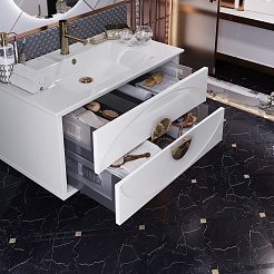 Opadiris Мебель для ванной Ибица 90 с овальным зеркалом подвесная белая/золото – фотография-8