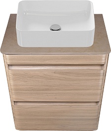 Style Line Тумба с раковиной подвесная Атлантика 60, ясень перламутр, столешница MI01 – фотография-1