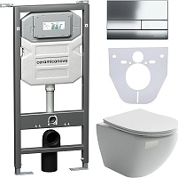 Ceramicanova Подвесной унитаз Metropol Rimless с шумоизоляционной панелью CN1000 с системой инсталляции Envision кнопка Flat хром
