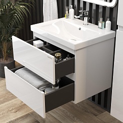 Onika Тумба под раковину Эвада 60 подвесная белая – фотография-3