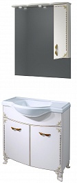Какса-а Мебель для ванной Классик-Д 80 белый/золото, подсветка – фотография-1
