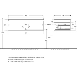 Cezares Тумба с раковиной Slider 100 с 2 ящиками белая – фотография-27