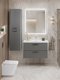 BelBagno Тумба с раковиной Due 80 подвесная Сатин ручки Матовый атласный никель – фотография-13