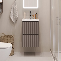 BelBagno Тумба с раковиной Uno mini 40 подвесная Бежевый матовый с раковиной BB-8099-3-40 – фотография-9