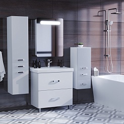 Mixline Тумба с раковиной Стив 80 2 ящика белая – фотография-9