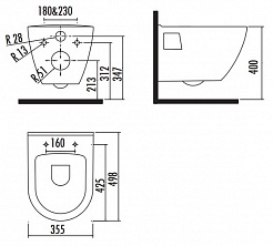 Creavit Унитаз подвесной TP325.T с биде – фотография-3