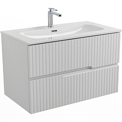 Cezares Тумба под раковину Duet-N 80 подвесная ясень белый софт – фотография-1