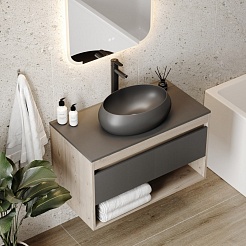 Teymi Накладная мебельная раковина Laina 48 цвет чёрный матовый T51302 – фотография-2