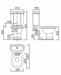 Creavit Чаша для унитаза Klasik KL310.001X0 Vercaci/Хром – фотография-2