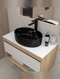 Teymi Раковина накладная в ванную Lori 50 мрамор чёрный матовый T50485 – фотография-8