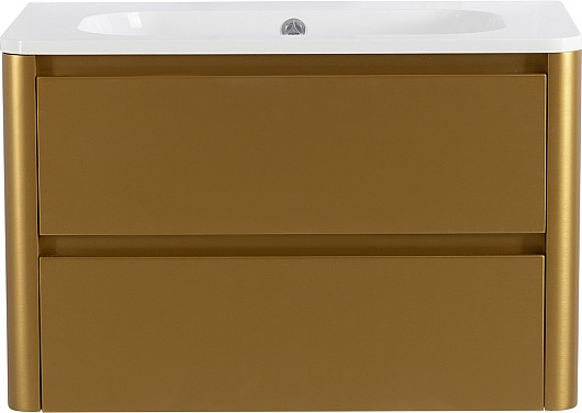 Cezares Тумба с раковиной без отверстия под смеситель Relax 80 подвесная брашированное золото – фото-1