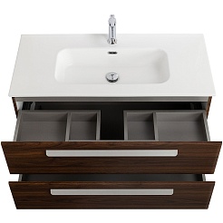 Cezares Тумба под раковину Eco Cer-N 100 орех шоколад софт без ручек – фотография-3