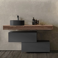 Jorno Тумба с раковиной Modulare 100 подвесная антрацит столешница трюфель – фотография-8