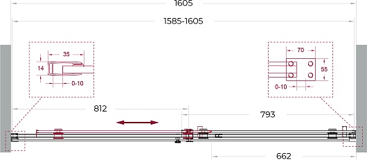 BelBagno Душевая дверь в нишу Soft Close-2 SOFT_CLOSE-2-BF-1-160-C-GM 160x200 профиль оружейная сталь стекло прозрачное – фотография-12
