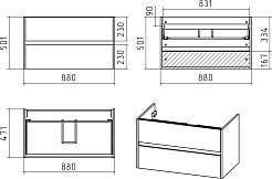 Misty Тумба для умывальника Алиса 90, 2 ящика, подвесная – фотография-5