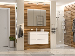 Misty Тумба с раковиной Софт 90 подвесная белая – фотография-6