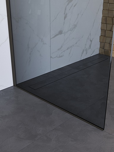 BelBagno Душевая перегородка Uno UNO-L-1-TB-90-GR-GM 90x200 профиль оружейная сталь стекло серое тонированное – картинка-5