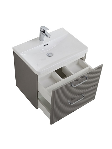 BelBagno Тумба с раковиной Due 60 подвесная Сатин ручки Хром полированный – картинка-9