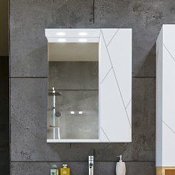 Бриклаер Мебель для ванной Кристалл 60 с зеркалом со шкафчиком белая – фотография-7