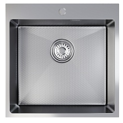 Mixline Мойка настольный монтаж 50/50 (2,0) выпуск 3 1/2 сатин НАНО декор – фотография-2