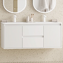 Brevita Тумба с раковиной с двумя чашами Wine 120 подвесная белая – фотография-5