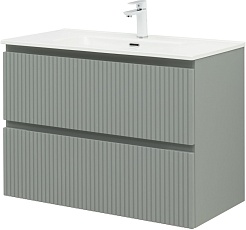 Aquanet Тумба с раковиной Джейн (Flat) 90 подвесная мисти грин матовая – фотография-4