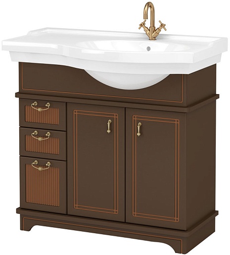 Aquanet Тумба с раковиной "Луис 90" R темный орех (176987) – фото, картинка, фотография-1