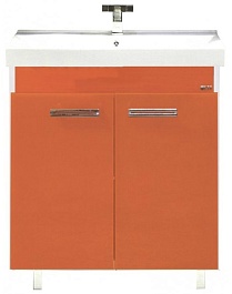 Misty Тумба с раковиной Джулия QVATRO 75 прямая оранжевая – фотография-1