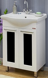 Sanflor Тумба с раковиной Валлетта 60 черное стекло – фотография-1