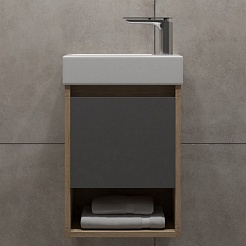 Teymi Тумба с раковиной Nura 37 R подвесная дуб/графит – фотография-3