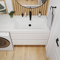 Vivon Тумба с раковиной под стиральную машину Donna 150 подвесная белый глянец – фотография-12