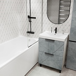 Mixline Тумба под раковину Гранд 60 бетон/белая – фотография-4