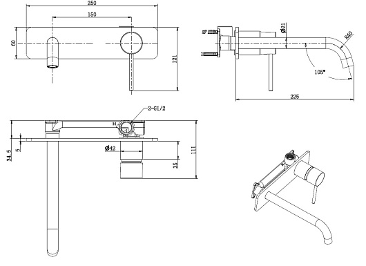 Allen Brau Смеситель для раковины Glority 5.51004-00 (с внутренней частью) хром – картинка-5
