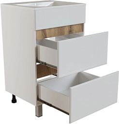 Mixline Тумба с раковиной Брикс 60 2 ящика белая/дуб вотан – фотография-2