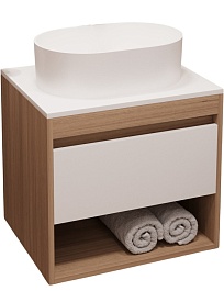 Teymi Тумба с раковиной Ritta 55 дуб эврика/белый матовый подвесная T60519 раковина T50606 – фотография-1