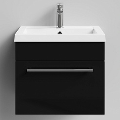 Водолей Тумба под раковину Элис 50 подвесная 1 ящик черная – фотография-1